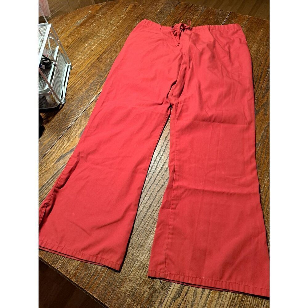 Cherokee Workwear Red Scrub Pants Size Large Style 4101P Drawstring Ankle Slits